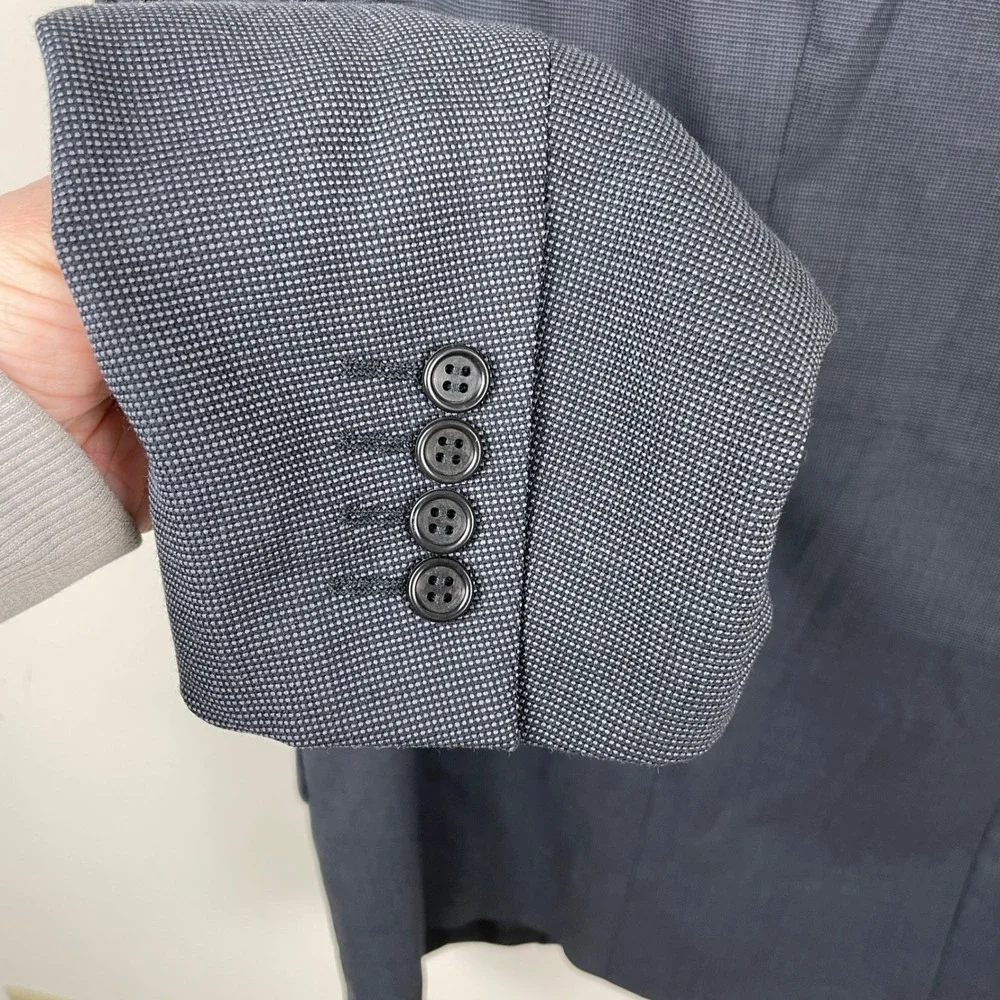 Canali Mens Gray 100% Wool 2 Button Blazer Sport Coat Italy EU 56R, US‎ 46R